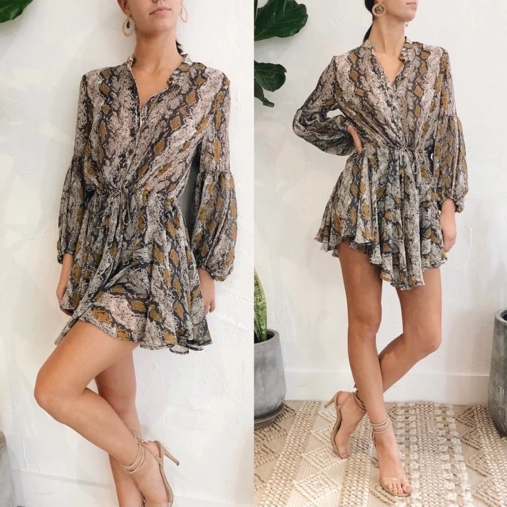 Fab’rik Snakeskin Python Button Down Billowy Ball… - image 3